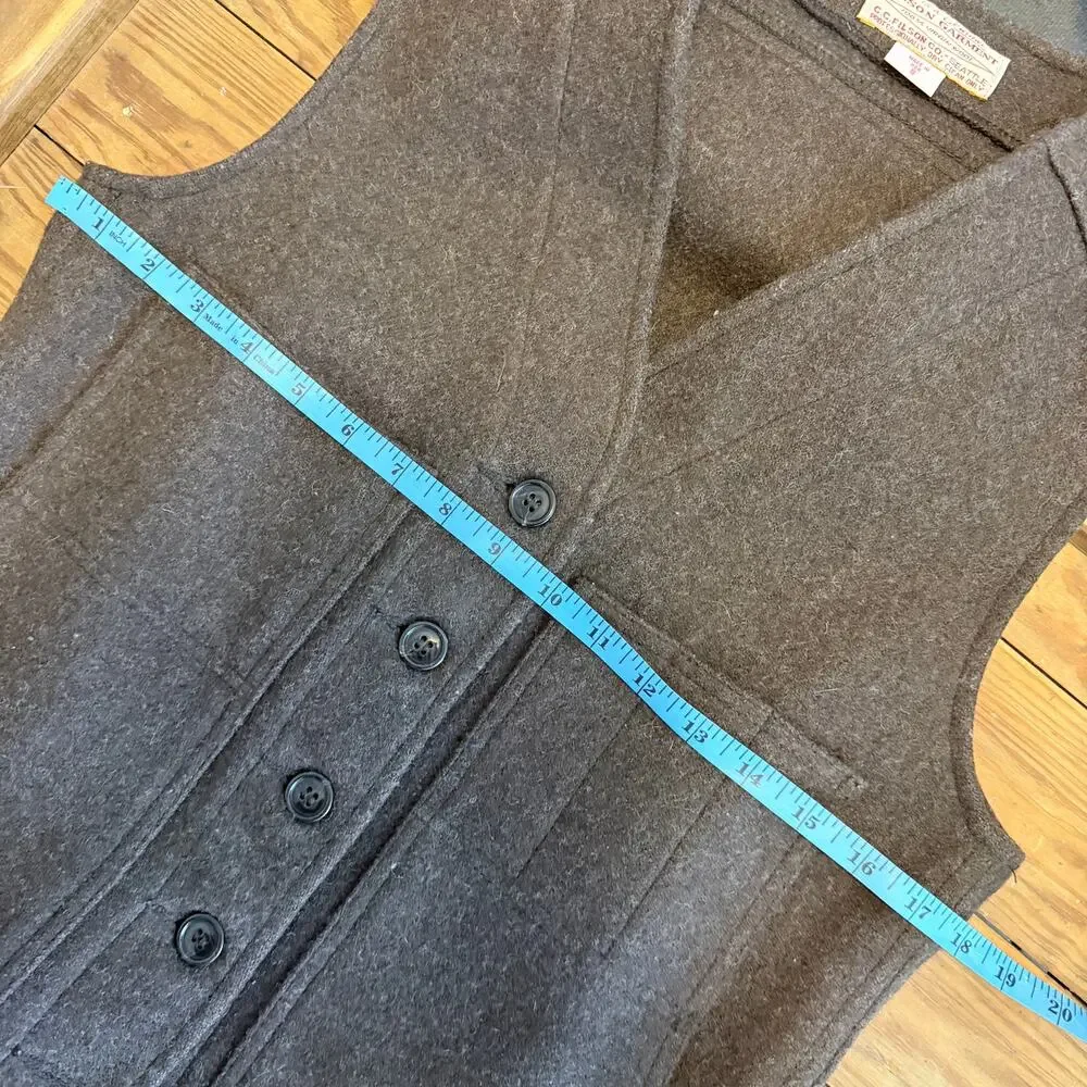 Filson Mackinaw Wool Brown Vest Mens Small - Picture 9 of 9